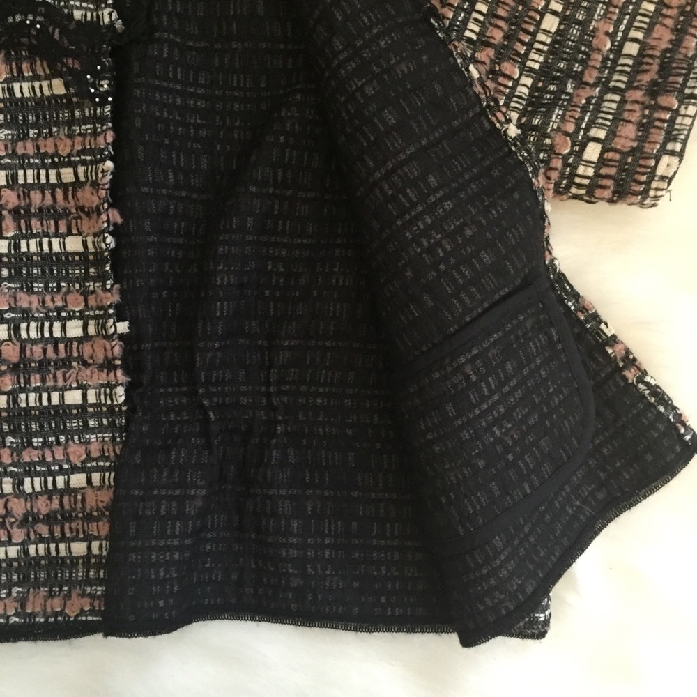 Pinko Italy Tweed Bolero Blazer Jacket Wool Blend Lace Details French Girl Chic - Picture 6 of 11